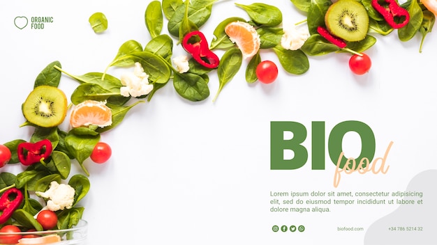 Plantilla de banner de comida bio con foto