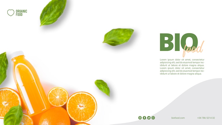 PSD gratuito plantilla de banner de comida bio con foto