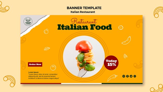 Plantilla de banner de comida italiana