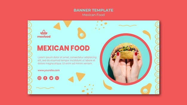 Plantilla de banner de comida mexicana con foto