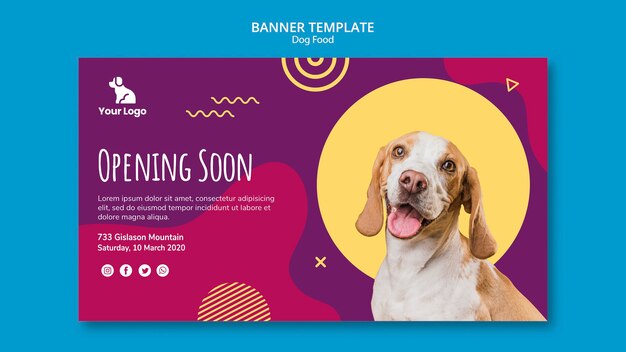 Plantilla de banner de comida para perros