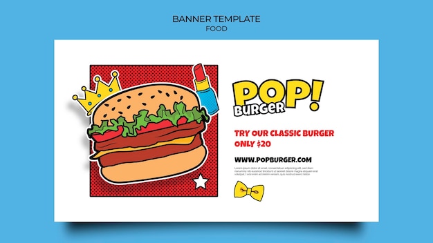 Plantilla de banner de comida pop art
