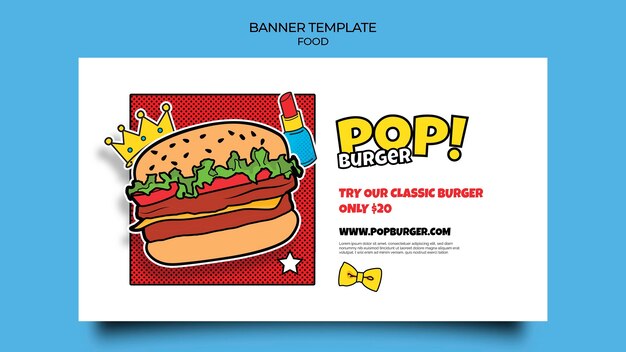 Plantilla de banner de comida pop art