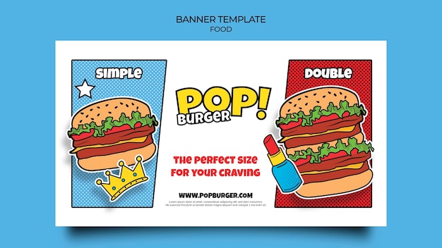 PSD gratuito plantilla de banner de comida pop art