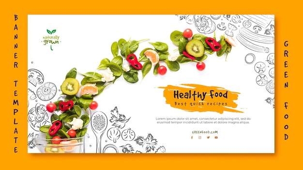 Plantilla de banner de comida saludable