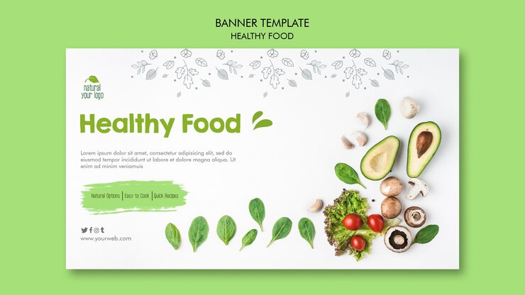 PSD gratuito plantilla de banner de comida saludable