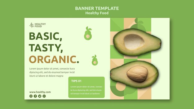 Plantilla de banner de comida saludable