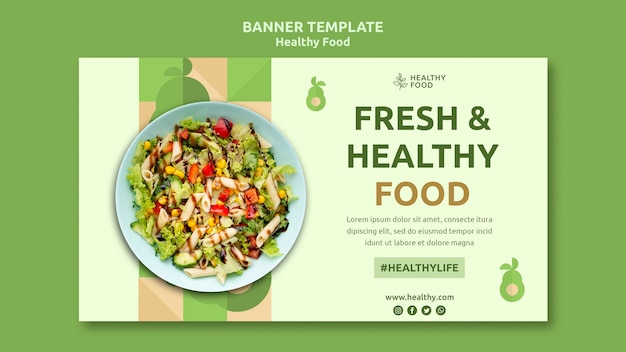 Plantilla de banner de comida saludable
