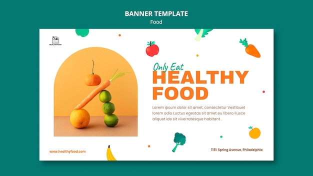 PSD gratuito plantilla de banner de comida saludable