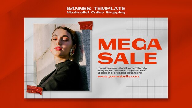 Plantilla de banner de compras en línea maximalista con foto