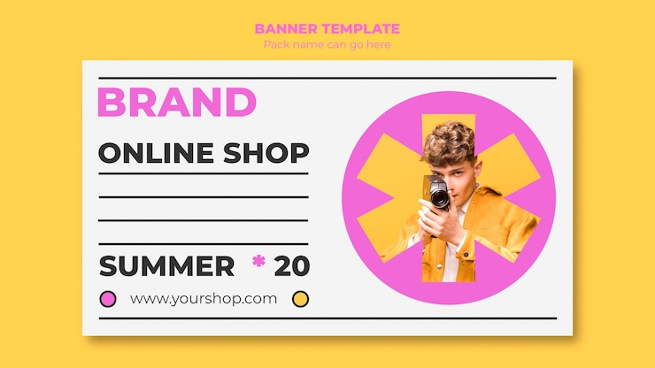 PSD gratuito plantilla de banner de compras en línea de verano con foto