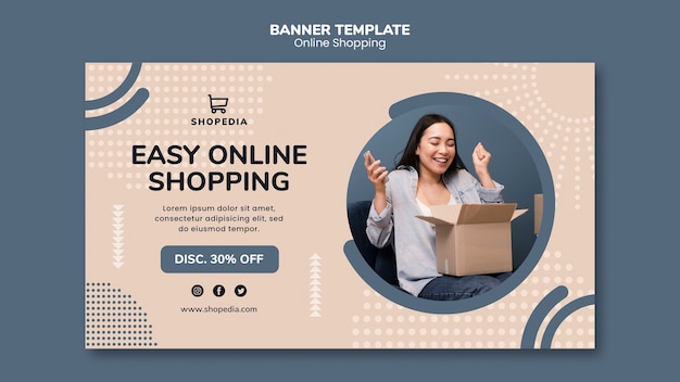 Plantilla de banner con compras en línea