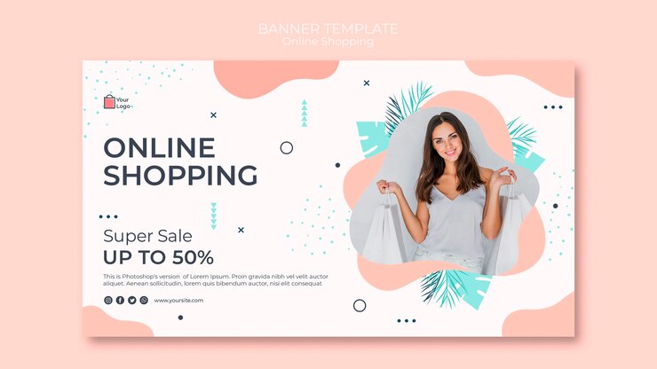 PSD gratuito plantilla de banner de compras en línea