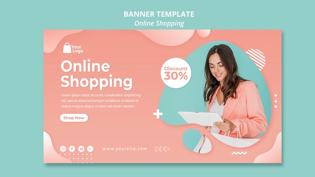 Plantilla de banner con compras en línea