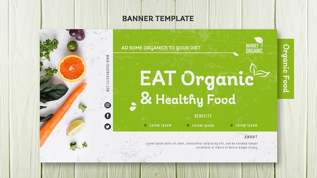 Plantilla de banner de concepto de alimentos orgánicos
