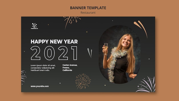 Plantilla de banner de concepto de año nuevo