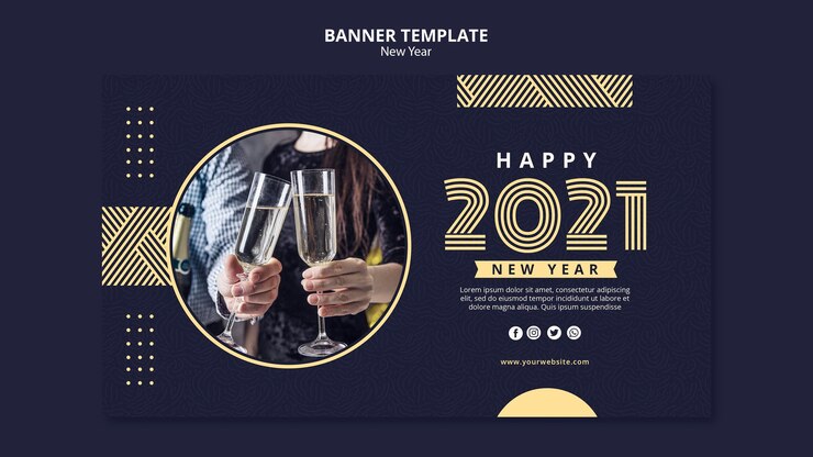 PSD gratuito plantilla de banner de concepto de año nuevo