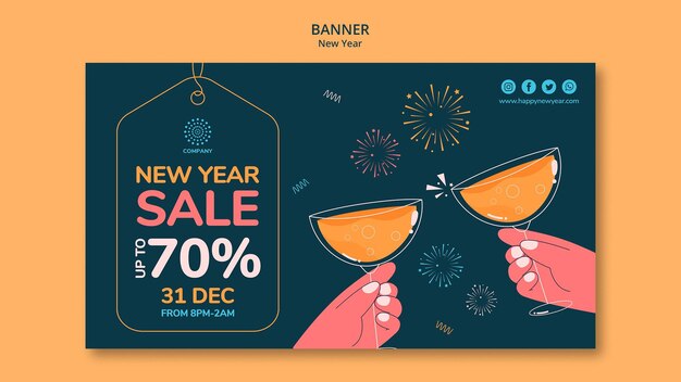 Plantilla de banner de concepto de año nuevo