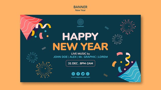 Plantilla de banner de concepto de año nuevo