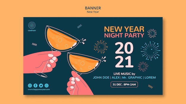 Plantilla de banner de concepto de año nuevo