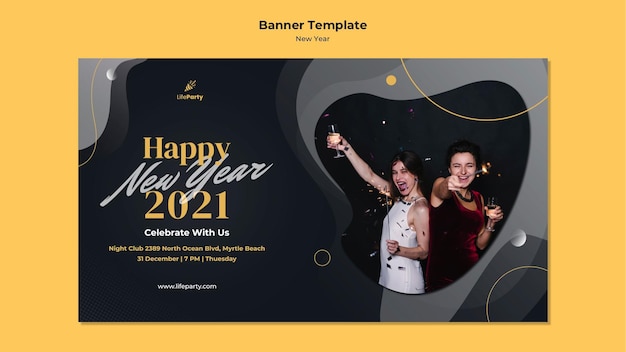 Plantilla de banner de concepto de año nuevo