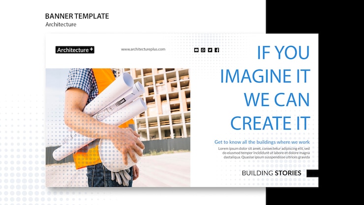 PSD gratuito plantilla de banner de concepto de arquitectura