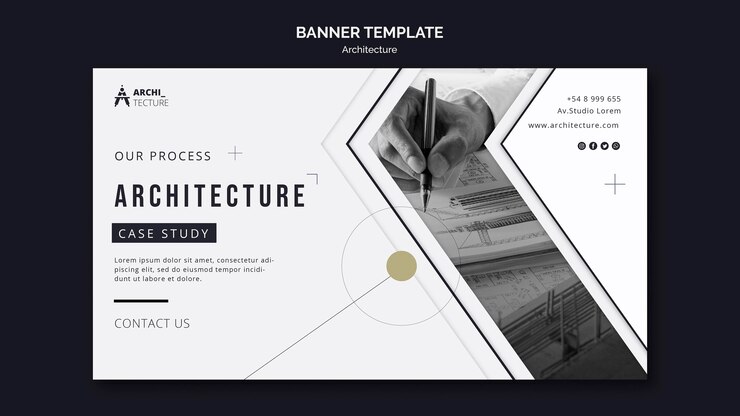 PSD gratuito plantilla de banner de concepto de arquitectura