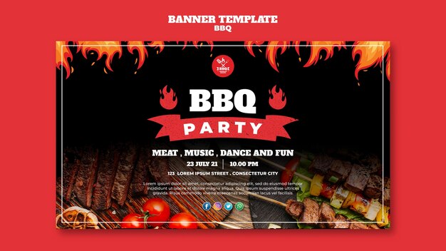 Plantilla de banner de concepto de barbacoa