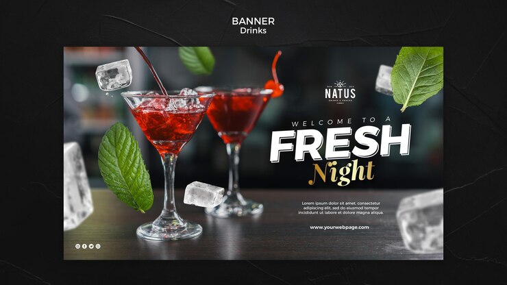 PSD gratuito plantilla de banner de concepto de bebidas