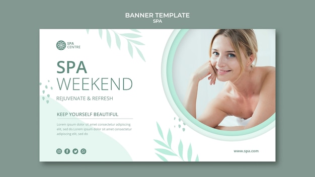 Plantilla de banner de concepto de bienestar de diseño plano