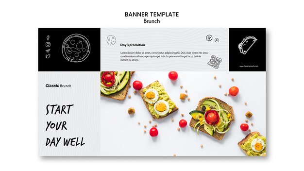 Plantilla de banner de concepto de brunch