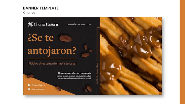 Plantilla de banner de concepto de churros