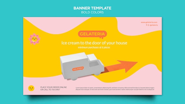 Plantilla de banner de concepto de colores llamativos