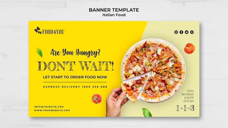PSD gratuito plantilla de banner de concepto de comida italiana