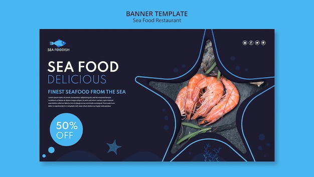 PSD gratuito plantilla de banner de concepto de comida de mar