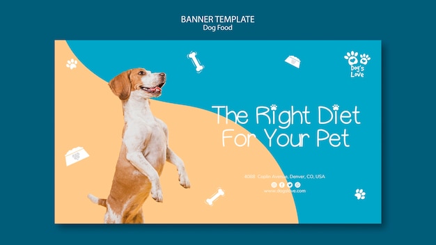 PSD gratuito plantilla de banner con concepto de comida para perros