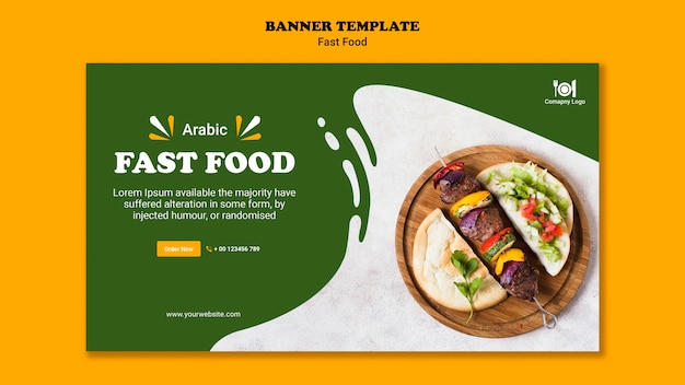 Plantilla de banner de concepto de comida rápida