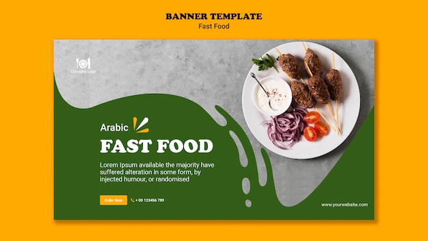Plantilla de banner de concepto de comida rápida