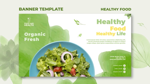 PSD gratuito plantilla de banner de concepto de comida saludable