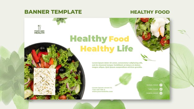 Plantilla de banner de concepto de comida saludable