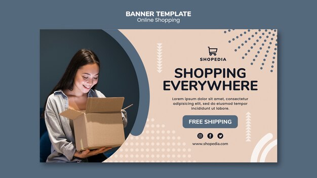 Plantilla de banner con concepto de compra en línea
