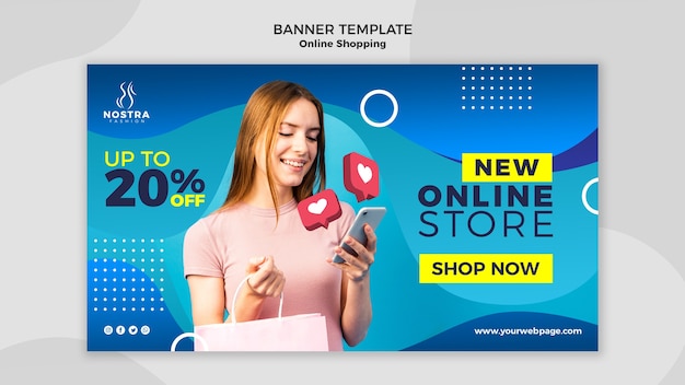 Plantilla de banner de concepto de compras en línea