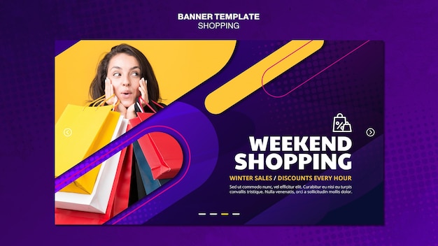 PSD gratuito plantilla de banner de concepto de compras