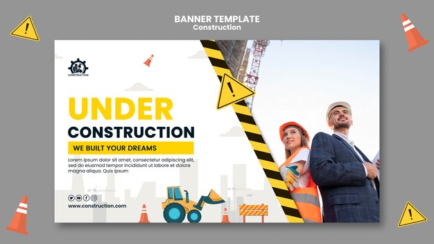 Plantilla de banner de concepto de construcción