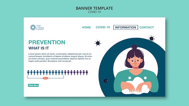 PSD gratuito plantilla de banner con concepto covid 19