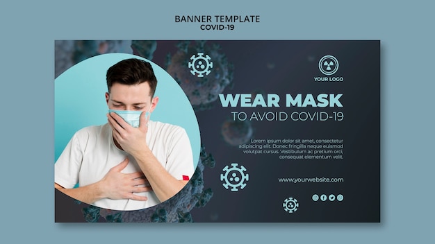 PSD gratuito plantilla de banner con concepto covid 19