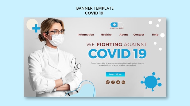 Plantilla de banner de concepto Covid19