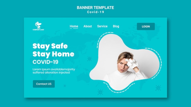 PSD gratuito plantilla de banner de concepto covid19