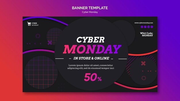 Plantilla de banner de concepto de cyber monday