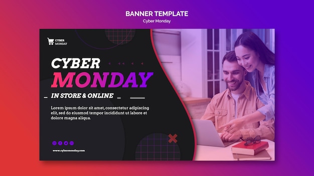 Plantilla de banner de concepto de cyber monday